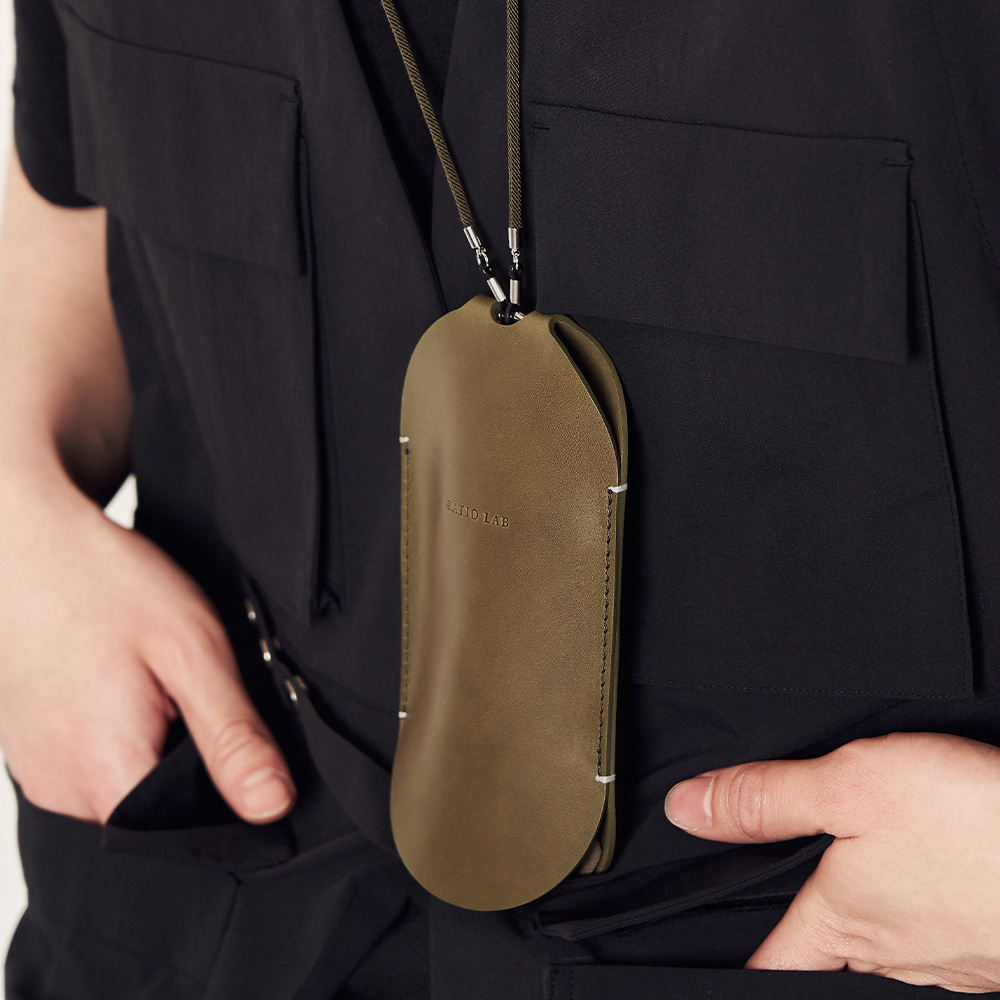 Leather Necklace Case Olive